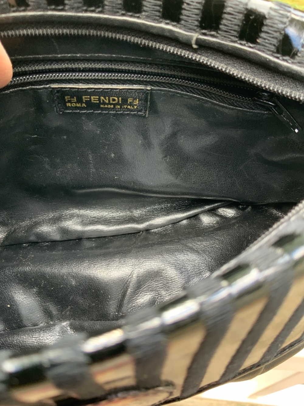 Fendi Rare Black VTG Leather Zippered Clutch with Logo Patch, COA and dust bag - Picture 9 of 16